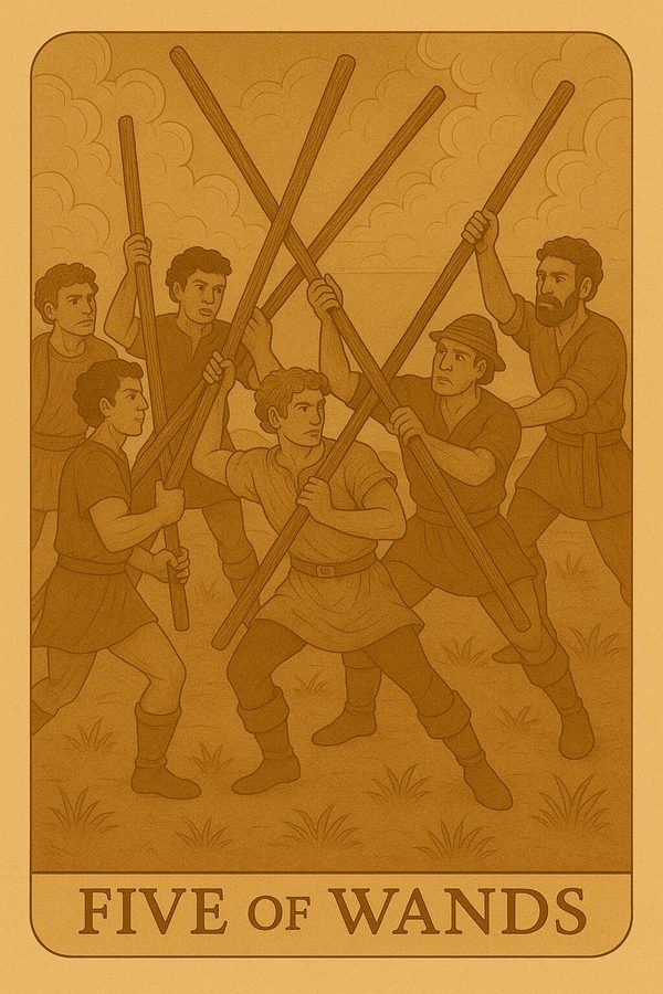 Пятёрка Жезлов — карта Таро