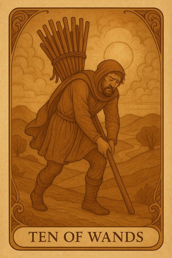 Десятка Жезлов — карта Таро